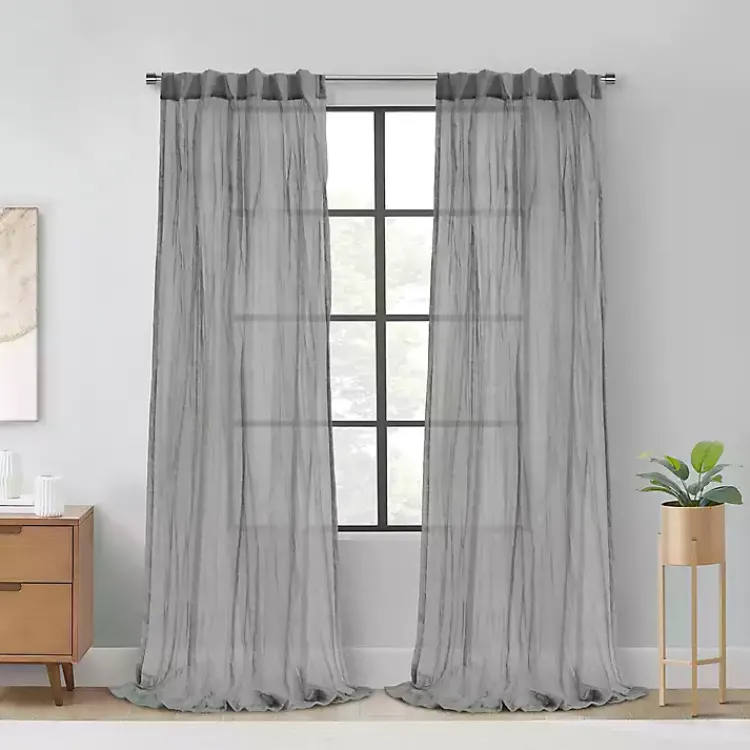Curtains & Drapes-Kirklands Home Paloma Curtain Panel, 108 in. Gray