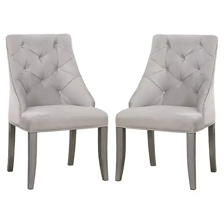 Dining Chairs-Kirklands Home Upholstered Wingback Dining Chairs, Set of 2 Gray