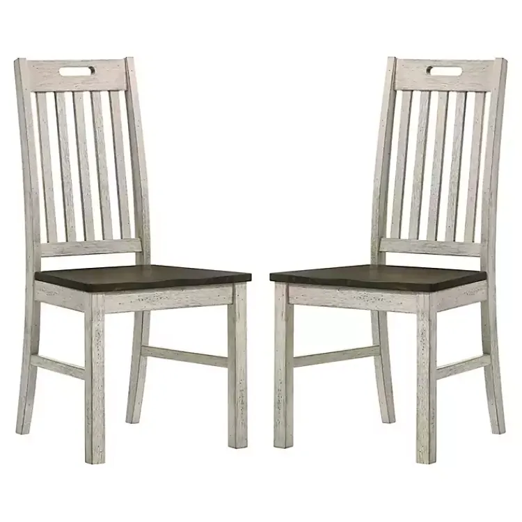 Dining Chairs-Kirklands Home Antique Slatted Back Dining Chairs, Set of 2 White