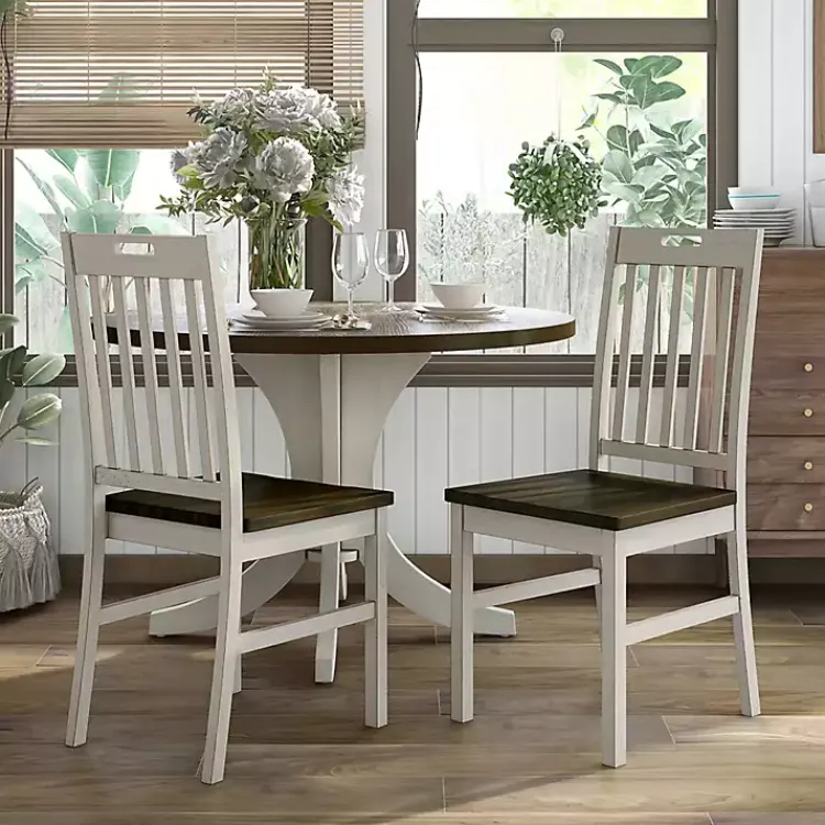 Dining Chairs-Kirklands Home Antique Slatted Back Dining Chairs, Set of 2 White