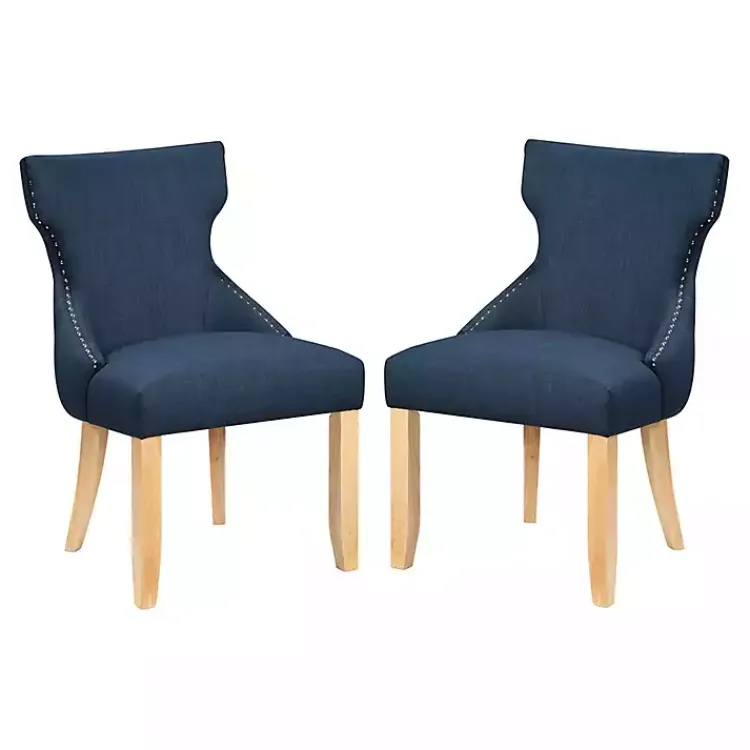 Dining Chairs-Kirklands Home Upholstered Wingback Dining Chairs, Set of 2 Blue