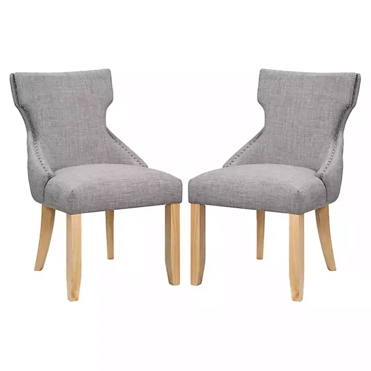 Dining Chairs-Kirklands Home Light Wingback Dining Chairs, Set of 2 Gray