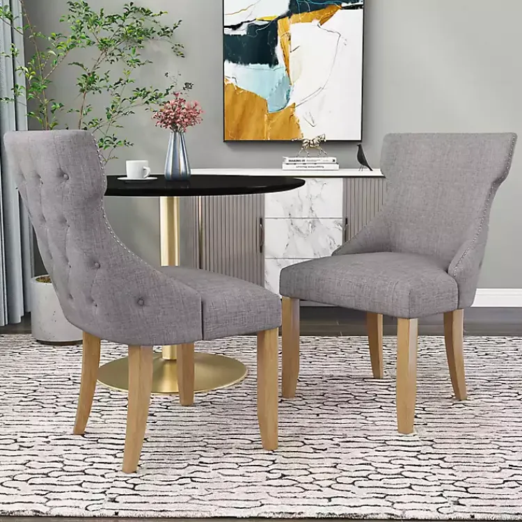 Dining Chairs-Kirklands Home Light Wingback Dining Chairs, Set of 2 Gray