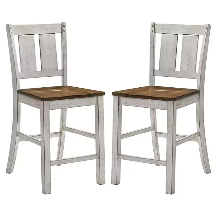 Bar Stools & Counter Height Stools-Kirklands Home Antique White & Dark Brown 2-pc. Counter Stool Set