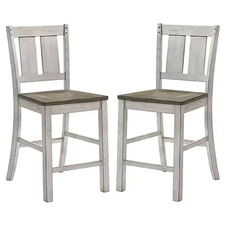 Bar Stools & Counter Height Stools-Kirklands Home Antique White & Ash Brown 2-pc. Counter Stool Set