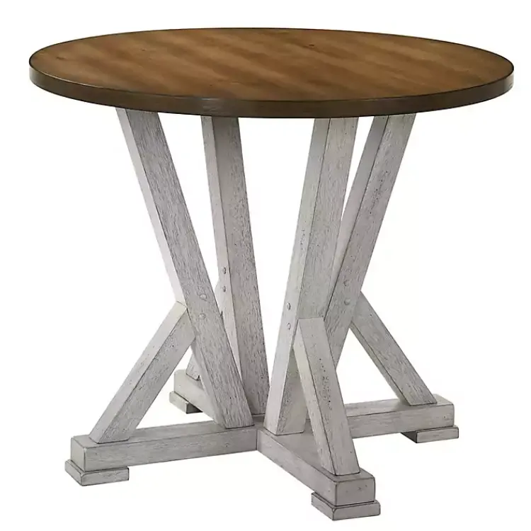 Dining Tables-Kirklands Home Brown and Antique White Wood Counter Table