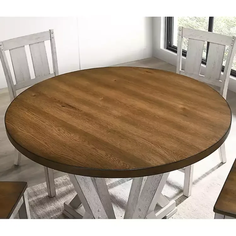 Dining Tables-Kirklands Home Brown and Antique White Wood Counter Table