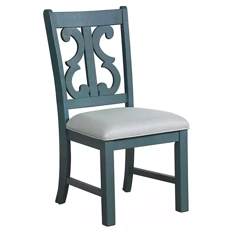 Dining Chairs-Kirklands Home Antique Blue Upholstered Dining Chairs, Set of 2