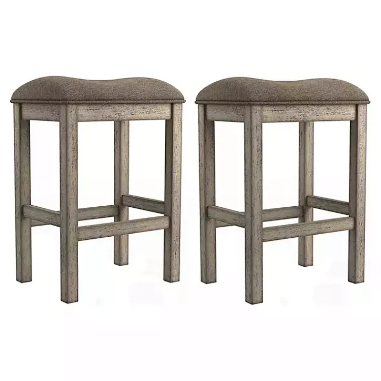 Bar Stools & Counter Height Stools-Kirklands Home Chestnut Wood Upholstered Counter Stools, Set of 2 Brown