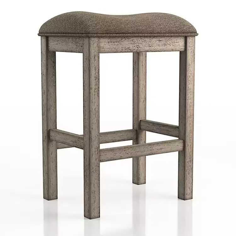 Bar Stools & Counter Height Stools-Kirklands Home Chestnut Wood Upholstered Counter Stools, Set of 2 Brown