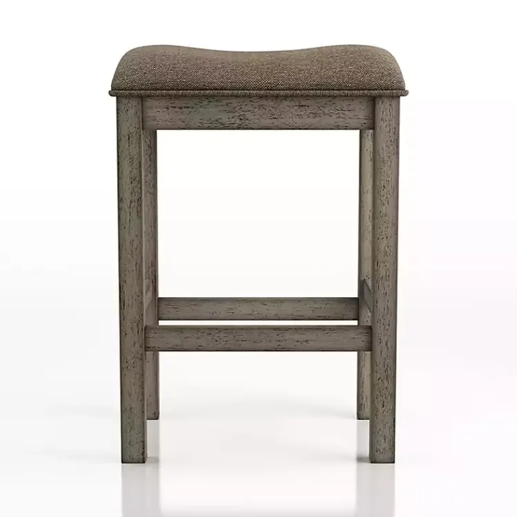 Bar Stools & Counter Height Stools-Kirklands Home Chestnut Wood Upholstered Counter Stools, Set of 2 Brown