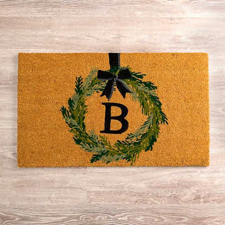 Doormats-Kirklands Home Christmas Wreath Monogram B Doormat