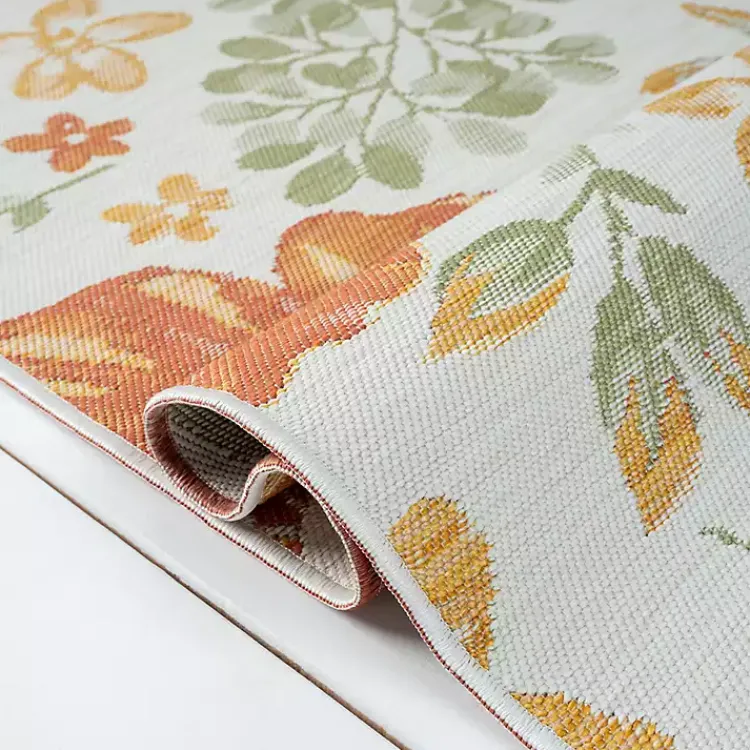 Outdoor Rugs-Kirklands Home Orange & Green Floral Reversible Outdoor Rug, 5x7