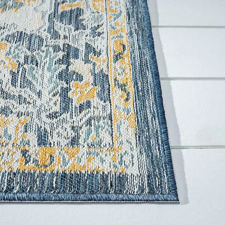 Outdoor Rugs-Kirklands Home Blue & Orange Medallion Reversible Area Rug, 8x10