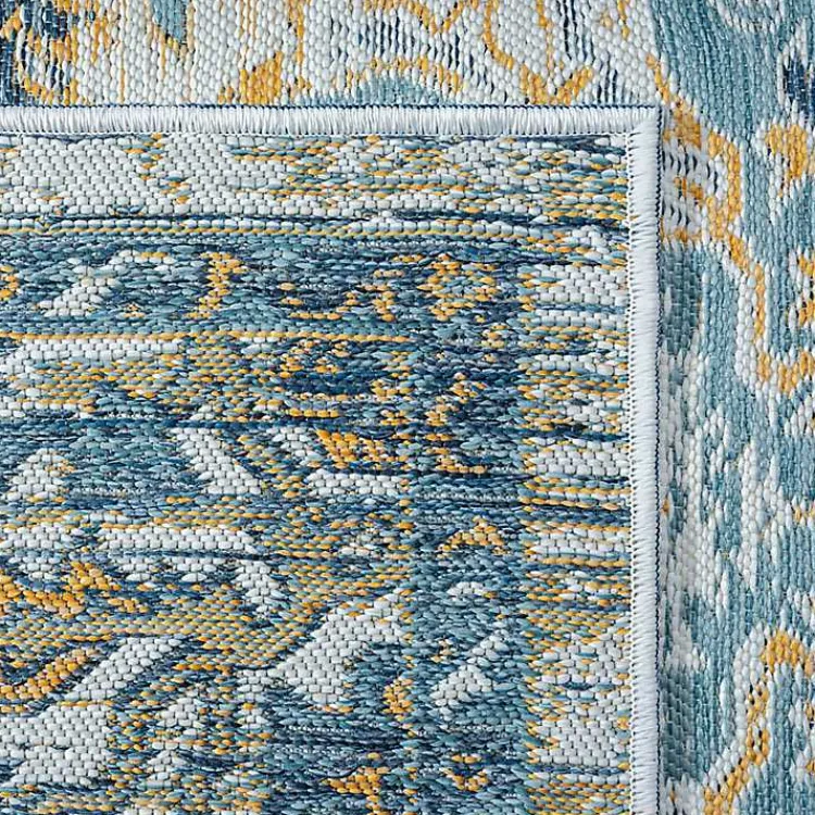 Outdoor Rugs-Kirklands Home Blue & Orange Medallion Reversible Area Rug, 8x10