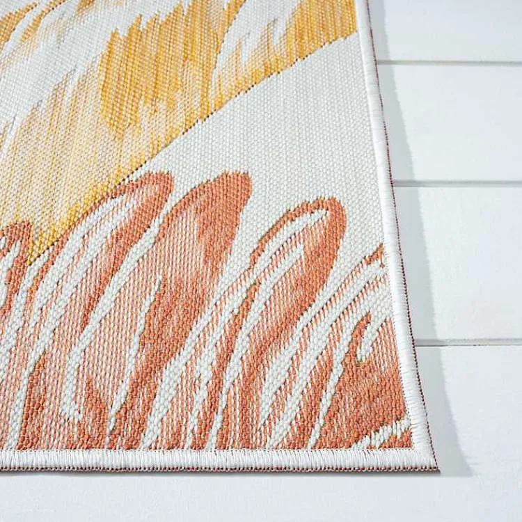 Outdoor Rugs-Kirklands Home Orange & Green Palms Reversible Outdoor Rug, 5x7