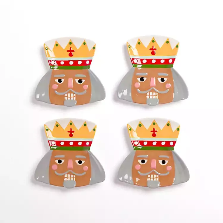 Dinnerware-Kirklands Home Jolly Nutcracker Shaped Appetizer Plates, Set of 4 Multi
