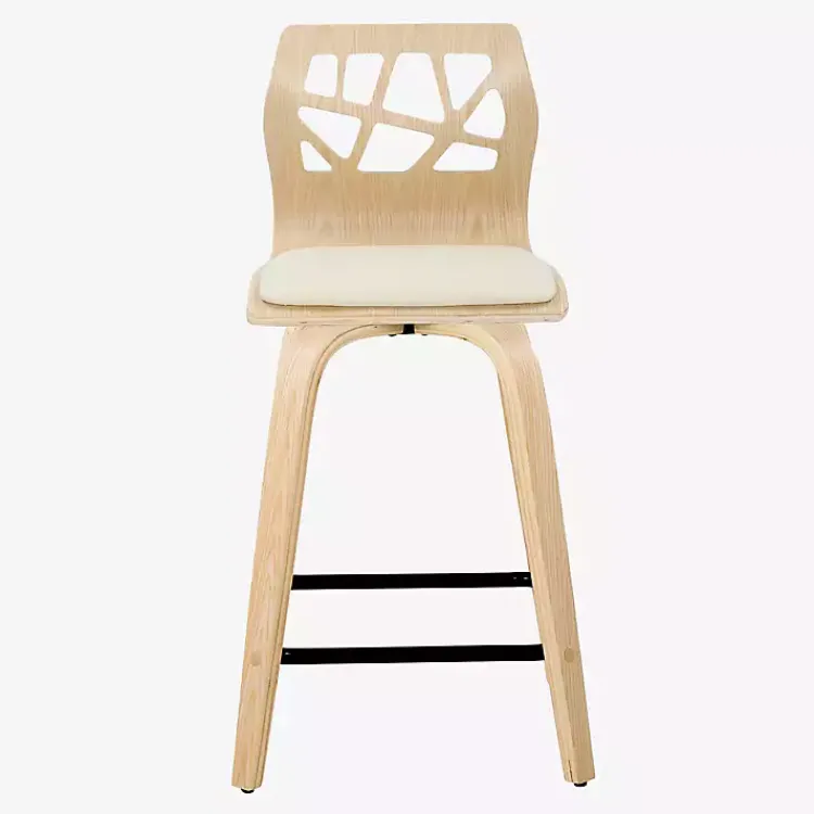 Bar Stools & Counter Height Stools-Kirklands Home Cream Golia Swivel Counter Stools, Set of 2 Ivory