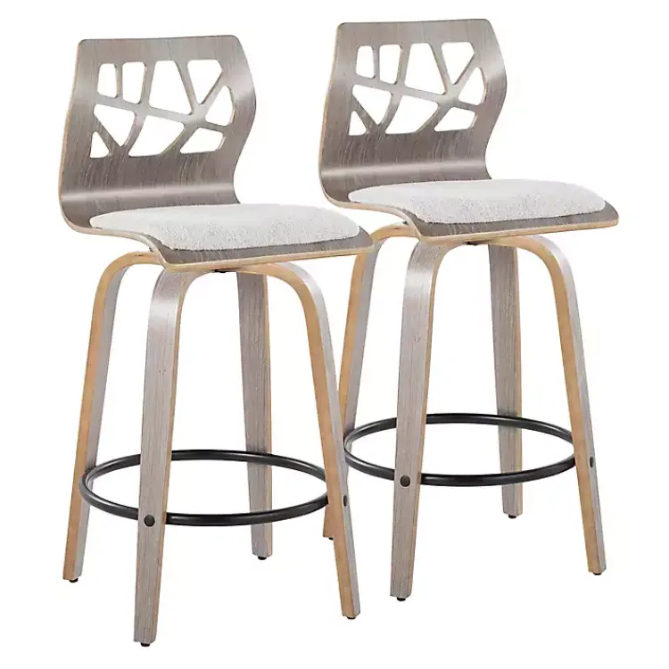 Bar Stools & Counter Height Stools-Kirklands Home Golia Swivel Counter Stools, Set of 2 Gray