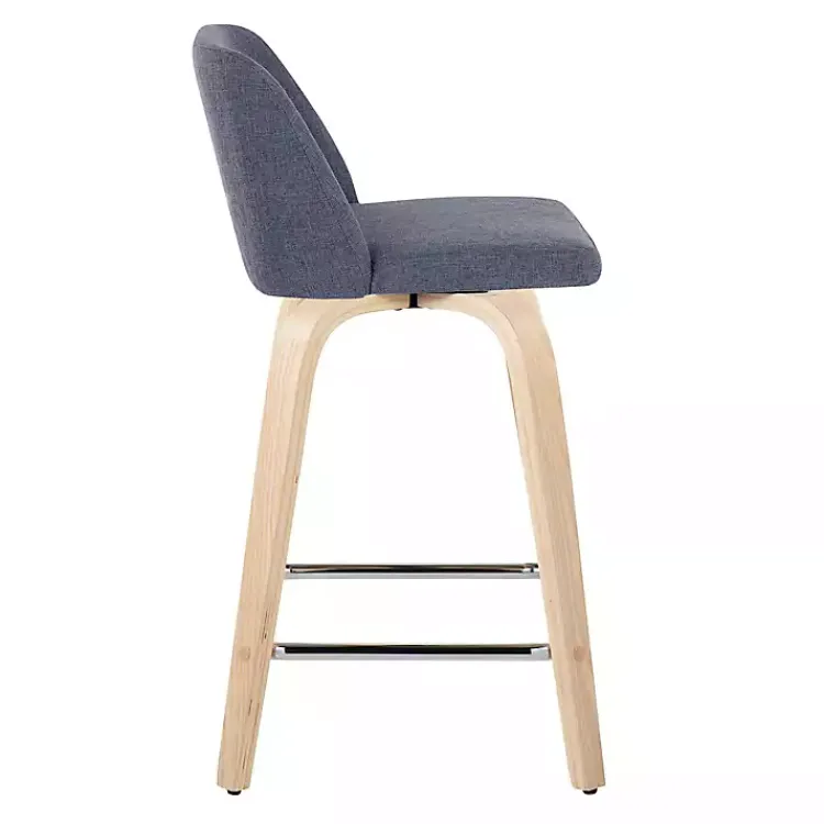 Bar Stools & Counter Height Stools-Kirklands Home Navy Torino Upholstered Counter Stools, Set of 2 Blue