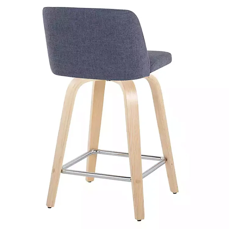 Bar Stools & Counter Height Stools-Kirklands Home Navy Torino Upholstered Counter Stools, Set of 2 Blue