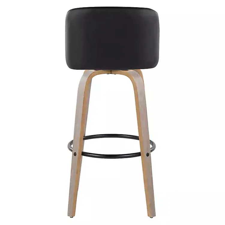 Bar Stools & Counter Height Stools-Kirklands Home Faux Leather Torino Bar Stools, Set of 2 Black