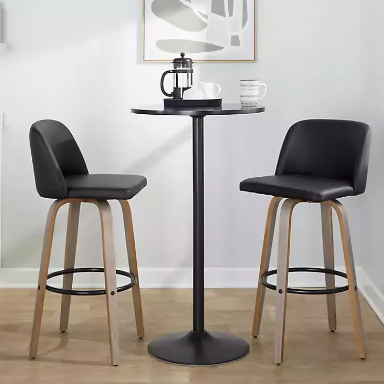 Bar Stools & Counter Height Stools-Kirklands Home Faux Leather Torino Bar Stools, Set of 2 Black