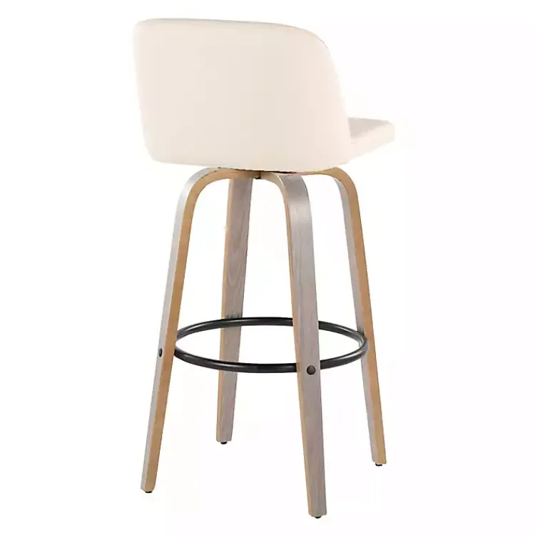 Bar Stools & Counter Height Stools-Kirklands Home Cream Faux Leather Torino Bar Stools, Set of 2 Ivory