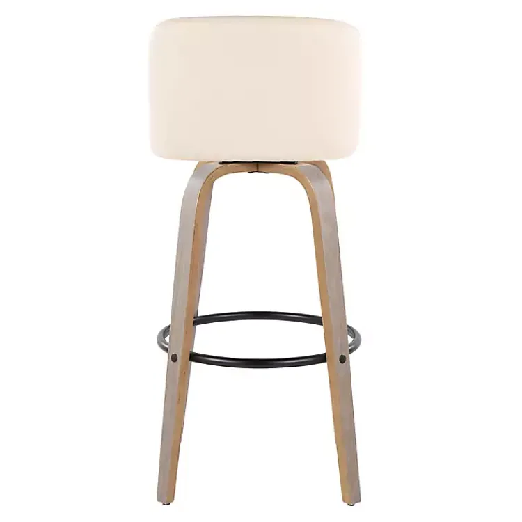 Bar Stools & Counter Height Stools-Kirklands Home Cream Faux Leather Torino Bar Stools, Set of 2 Ivory