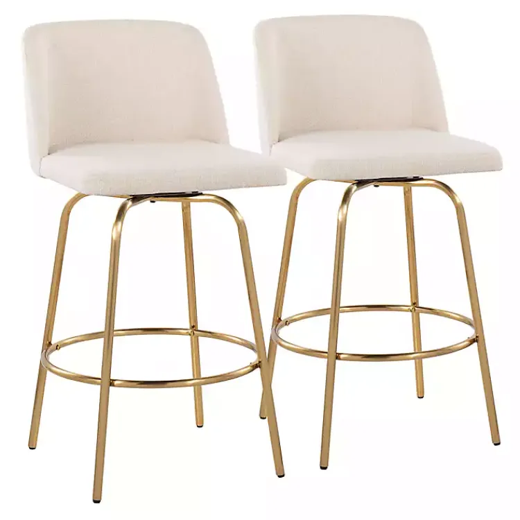 Bar Stools & Counter Height Stools-Kirklands Home Cream Torino Gold Leg Counter Stools, Set of 2 Ivory