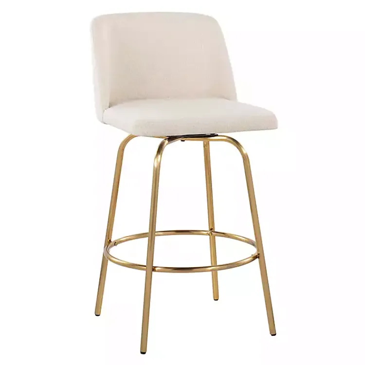 Bar Stools & Counter Height Stools-Kirklands Home Cream Torino Gold Leg Counter Stools, Set of 2 Ivory