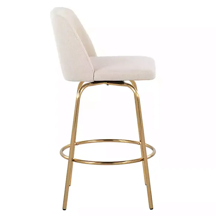 Bar Stools & Counter Height Stools-Kirklands Home Cream Torino Gold Leg Counter Stools, Set of 2 Ivory