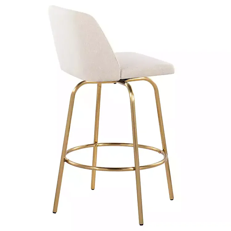 Bar Stools & Counter Height Stools-Kirklands Home Cream Torino Gold Leg Counter Stools, Set of 2 Ivory