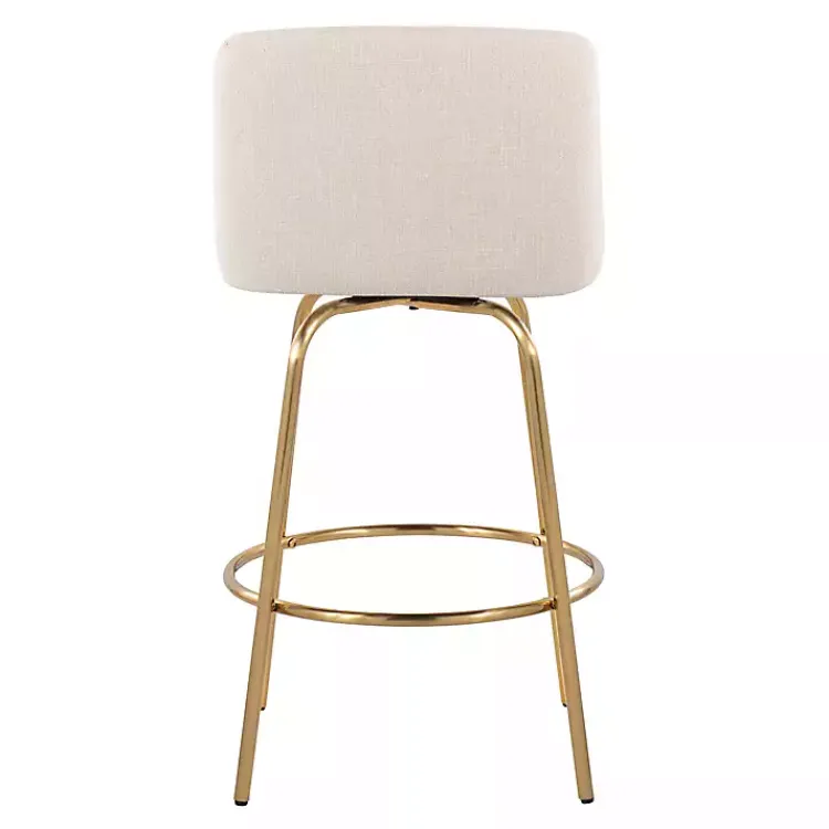 Bar Stools & Counter Height Stools-Kirklands Home Cream Torino Gold Leg Counter Stools, Set of 2 Ivory