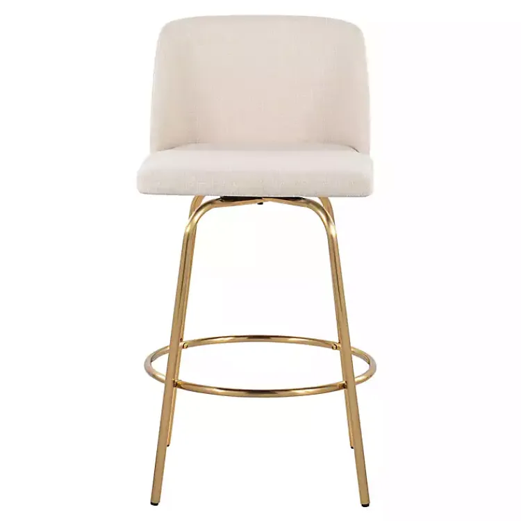 Bar Stools & Counter Height Stools-Kirklands Home Cream Torino Gold Leg Counter Stools, Set of 2 Ivory