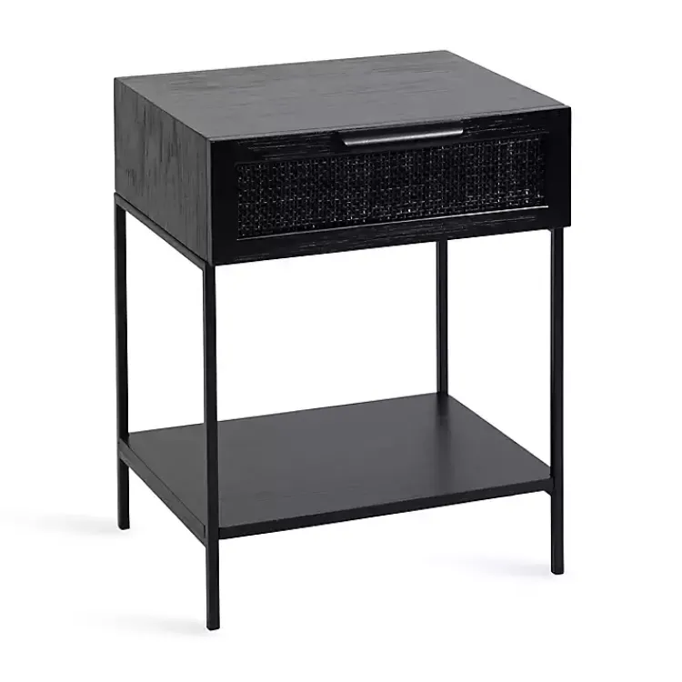 Accent & End Tables-Kirklands Home Cane Drawer Accent Table Black