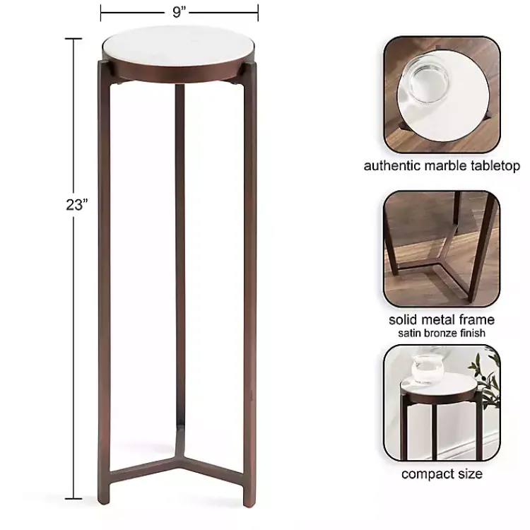 Accent & End Tables-Kirklands Home Bronze Angular Marble Accent Table Gold