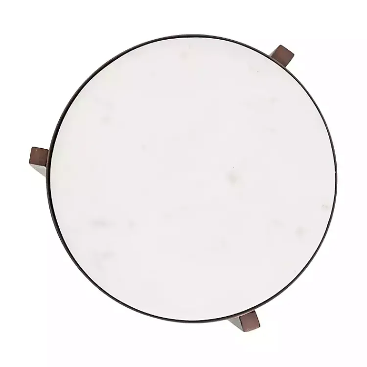 Accent & End Tables-Kirklands Home Bronze Angular Marble Accent Table Gold