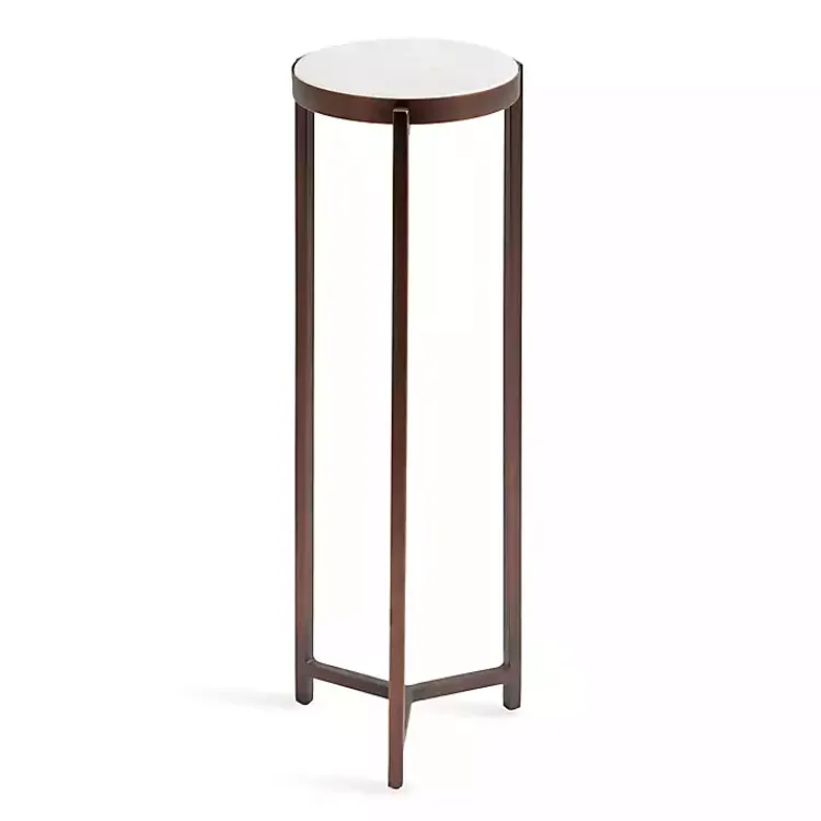 Accent & End Tables-Kirklands Home Bronze Angular Marble Accent Table Gold