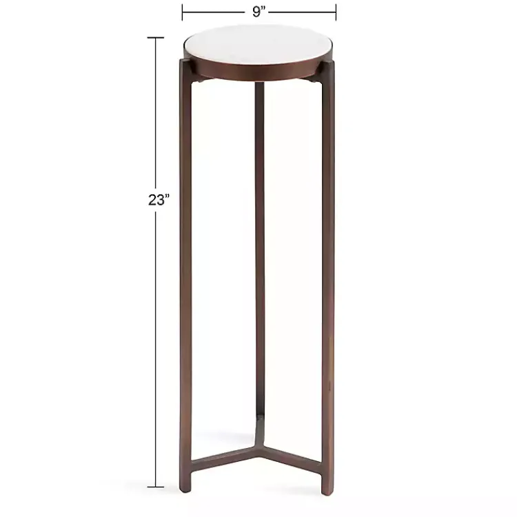 Accent & End Tables-Kirklands Home Bronze Angular Marble Accent Table Gold