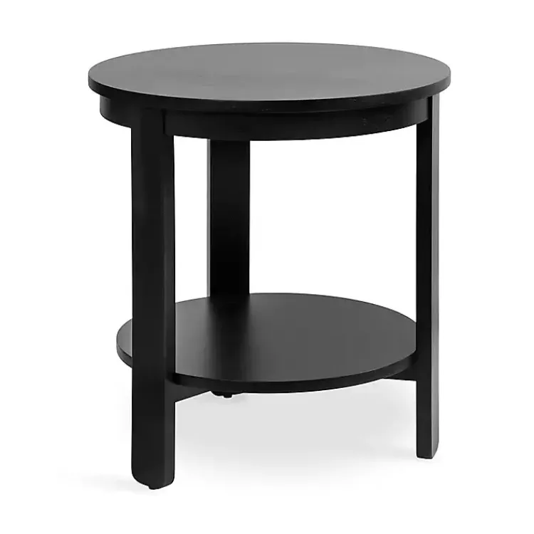 Accent & End Tables-Kirklands Home Wood Round Ford Accent Table Black