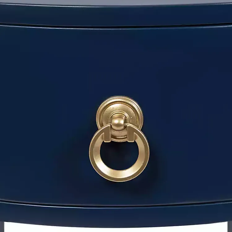 Accent & End Tables-Kirklands Home Navy Oval Decklyn Accent Table Blue