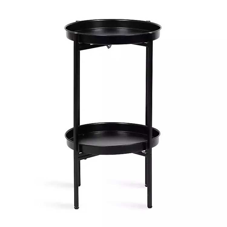 Accent & End Tables-Kirklands Home 2-Tier Foldable Cienna Accent Table Black