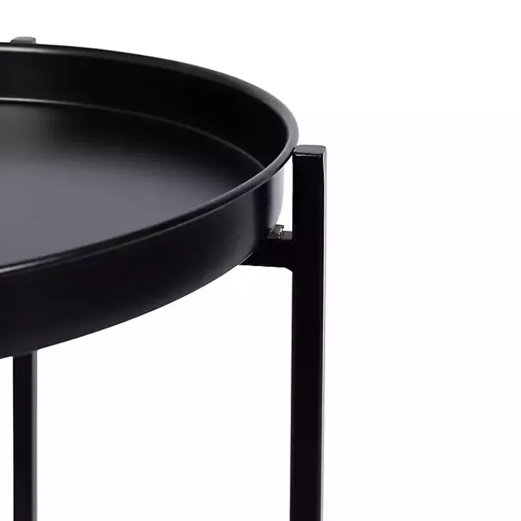 Accent & End Tables-Kirklands Home 2-Tier Foldable Cienna Accent Table Black