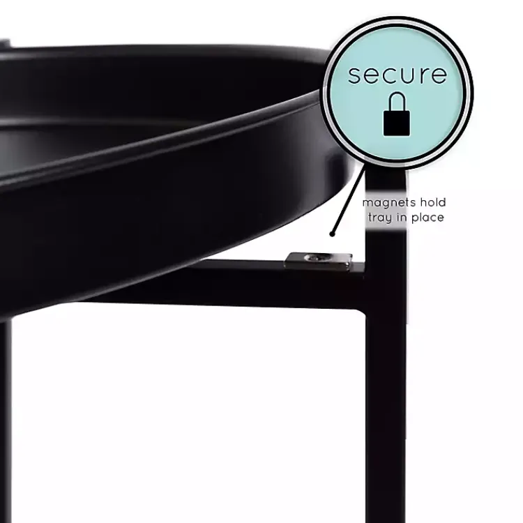 Accent & End Tables-Kirklands Home 2-Tier Foldable Cienna Accent Table Black