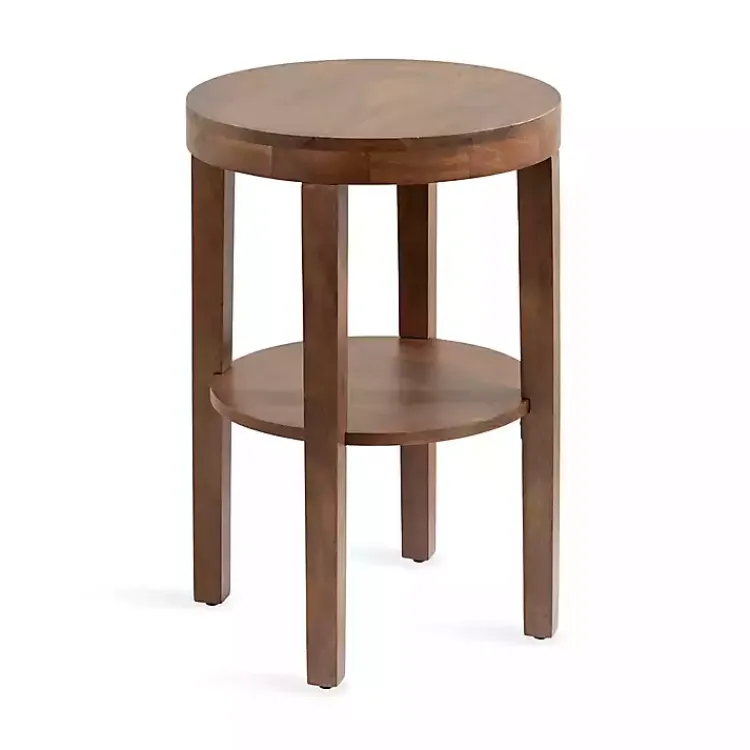 Accent & End Tables-Kirklands Home Walnut Round Talen Accent Table Brown