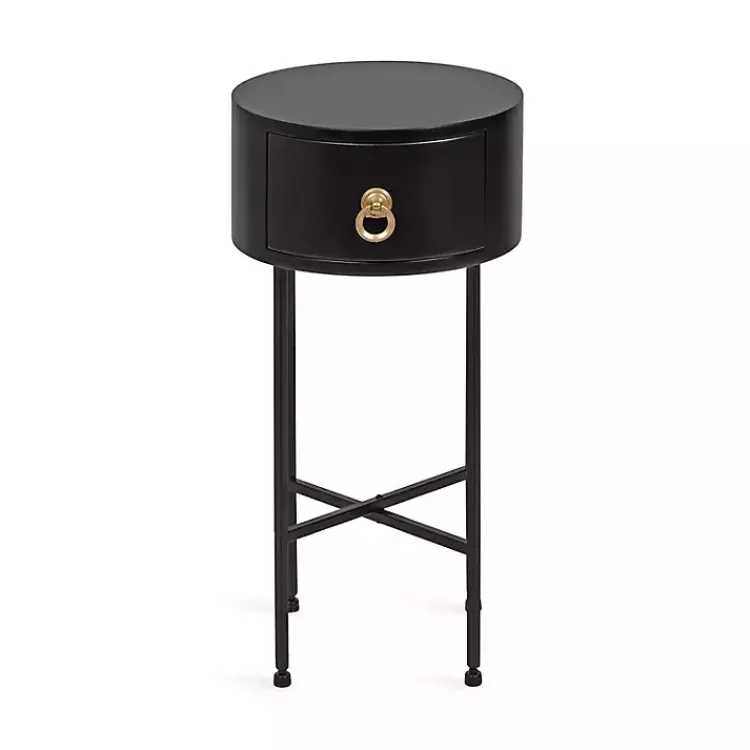 Accent & End Tables-Kirklands Home Round Decklyn Accent Table Black