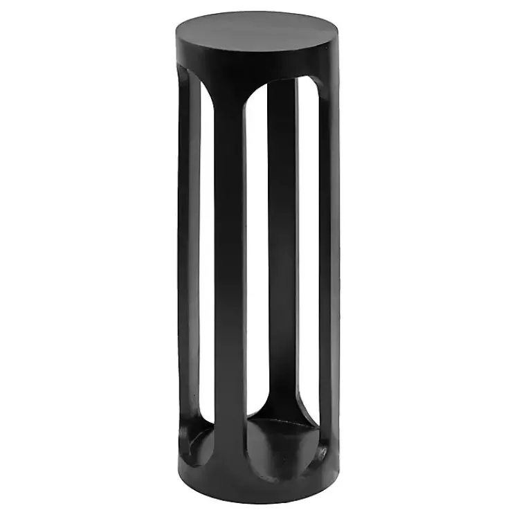Accent & End Tables-Kirklands Home Round Wood Devon Accent Table Black