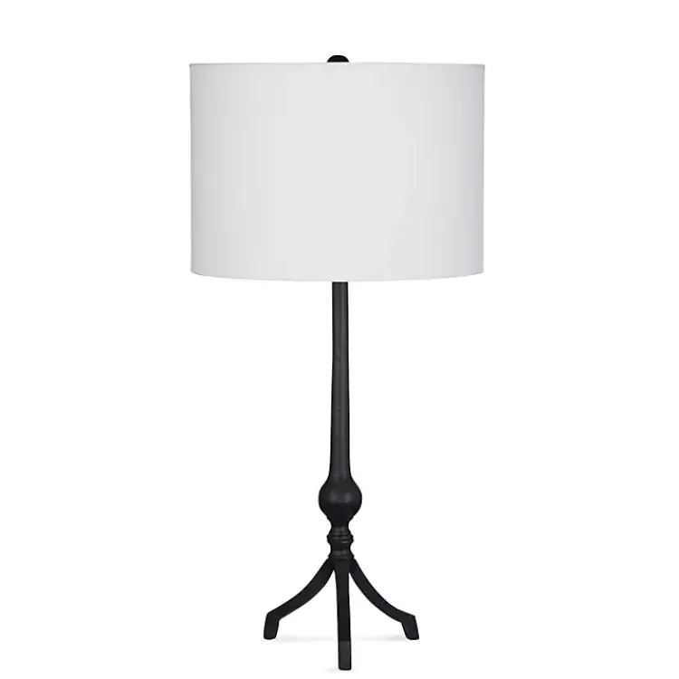 Table Lamps-Kirklands Home Black Metal Samantha Table Lamp White