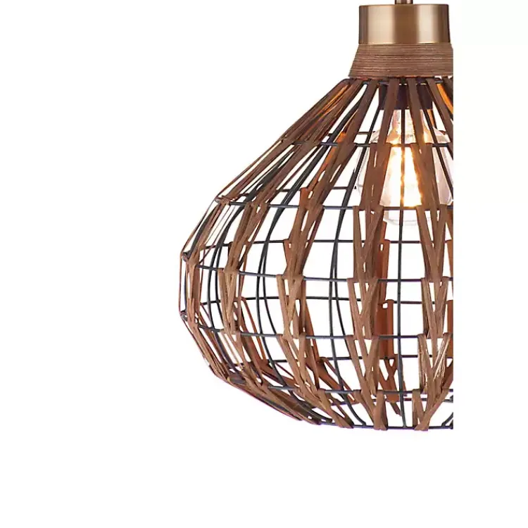 Chandeliers & Pendant Lighting-Kirklands Home Rattan Pepper Moon Pendant Light Brown